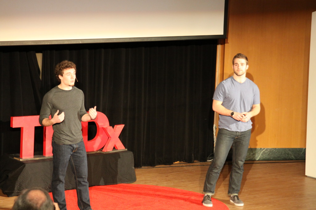 Quenton Richards (left) and Luck Romick (right) give their TED Talk on Pierre Bourdieu's theory of Cultural Capital.