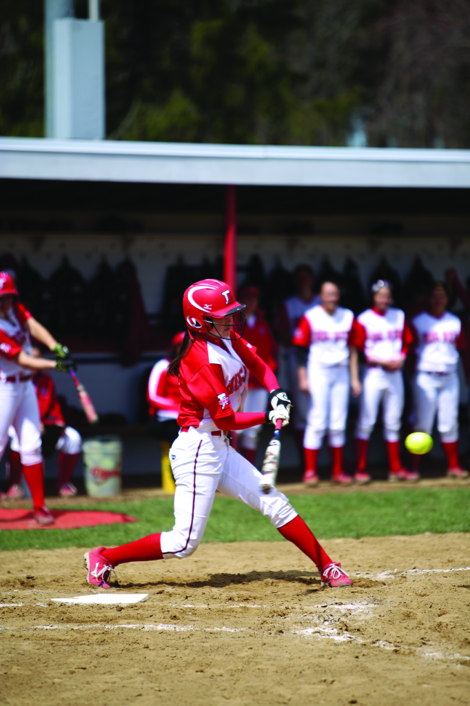 Ryan Lee ‘17 swings at a pitch. The women mustered up 25 runs in two games against Hiram.